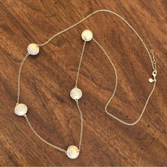 J.Crew | Pave Ball Station Necklace | 37” Adjustable - Picture 5 of 6